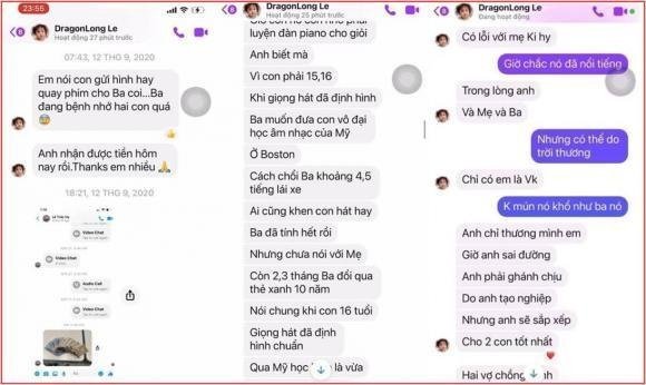 Mới đây nhất, những cuộc nói chuyện của Vân Quang Long và vợ cũ đã được chia sẻ trên mạng xã hội. Nam ca sĩ từng nhận hết những lỗi lầm về mình, từng hối hận và cố gắng để có được điều kiện tốt nhất cho các con.