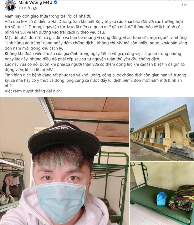 Ca sĩ Minh Vương (M4U) lên tiếng làm rõ thông tin thành F1 sau khi trở về từ Hải Dương, phủ nhận tin đồn vẫn đi diễn vào ngày 30/1