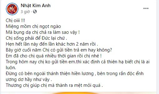 Nhật Kim Anh bức xúc kẻ vay tiền không trả, dọa công khai mặt mũi