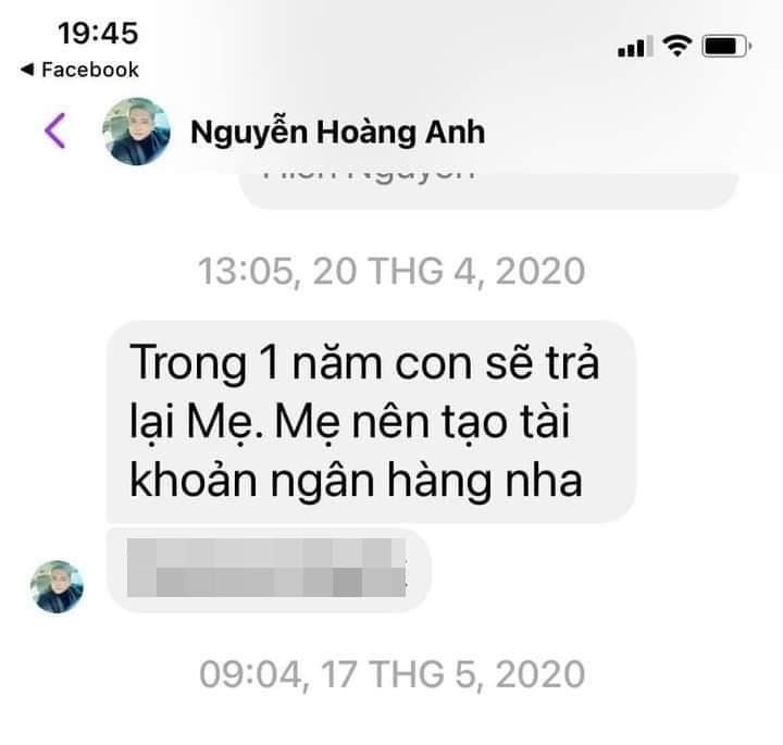 Đoạn tin nhắn được mẹ Quỳnh Như đăng tải.