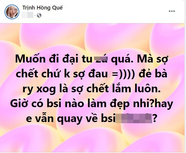 Hồng Quế muốn nâng ngực lần 2: 'Không sợ đau, chỉ sợ chết'