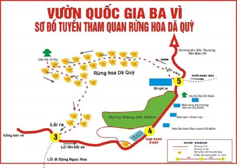 Cách di chuyển tới Vườn quốc gia Ba Vì.