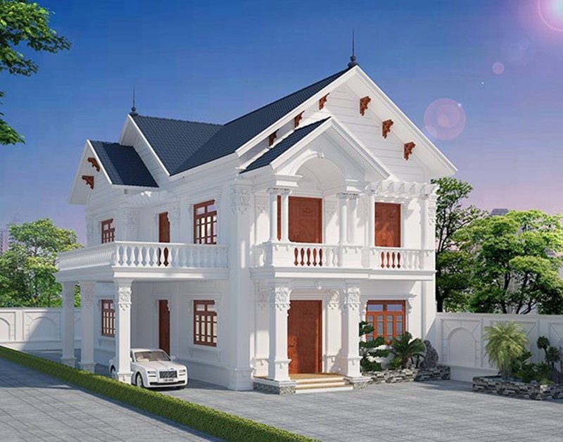 Mẫu nhà mái thái thường được xây dựng trong không gian rộng rãi.