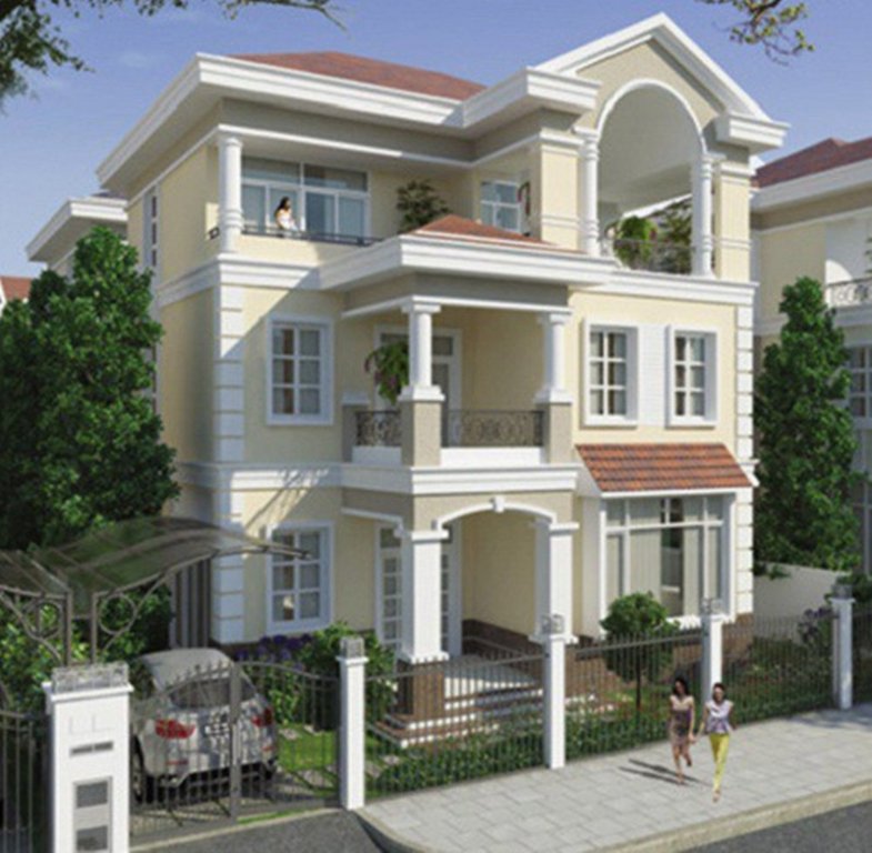 Mẫu nhà mái thái 3 tầng đơn giản. (Ảnh: IT).