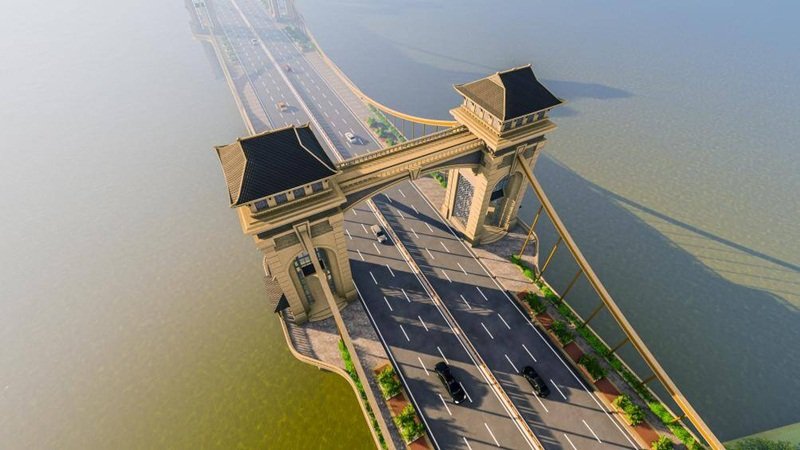 Trụ cầu được thiết kế gợi lại kiến trúc lịch sử. (Ảnh: Báo Giao Thông).