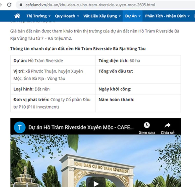 Nhan nhản thông tin rao bán đất nền dự án ma Hồ Tràm Riverside trên mạng.