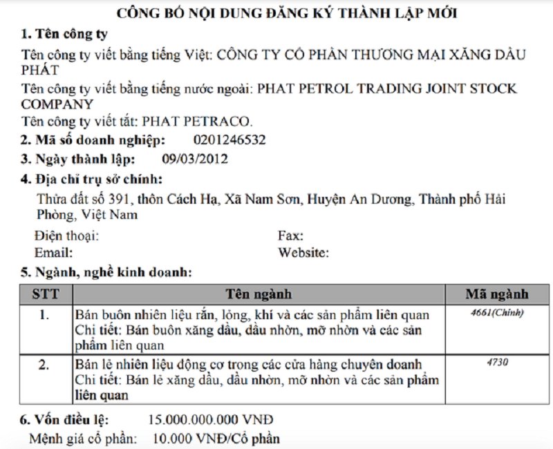 Phat Petraco có vốn điều lệ 15 tỷ đồng. (Ảnh: Dân Trí).