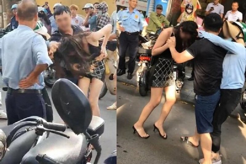 Màn đánh ghen trên phố Lý Nam đế gây xôn xao.