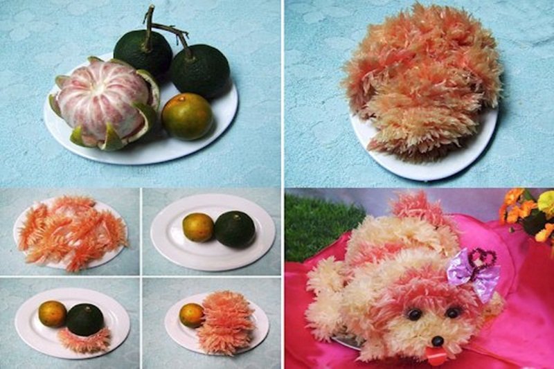 Chú chó được làm từ bưởi. (Ảnh: ST).