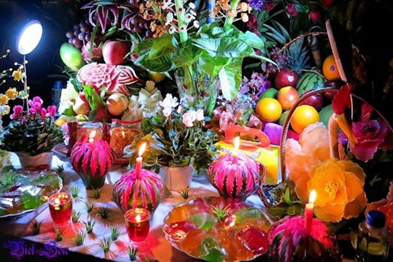 Mâm cỗ Trung Thu truyền thống. (Ảnh: IT).