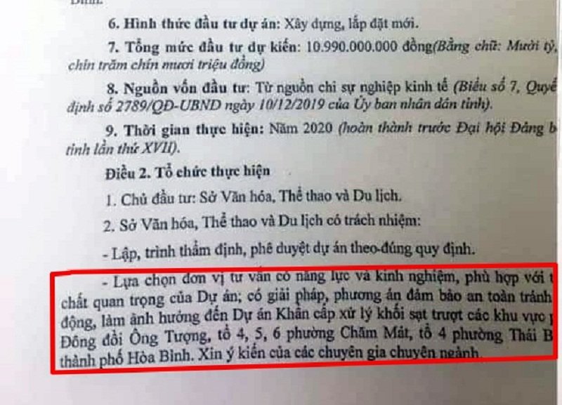 Ngay trong Quyết định phê duyệt dự án cũng thể hiện dãy khẩu hiệu 