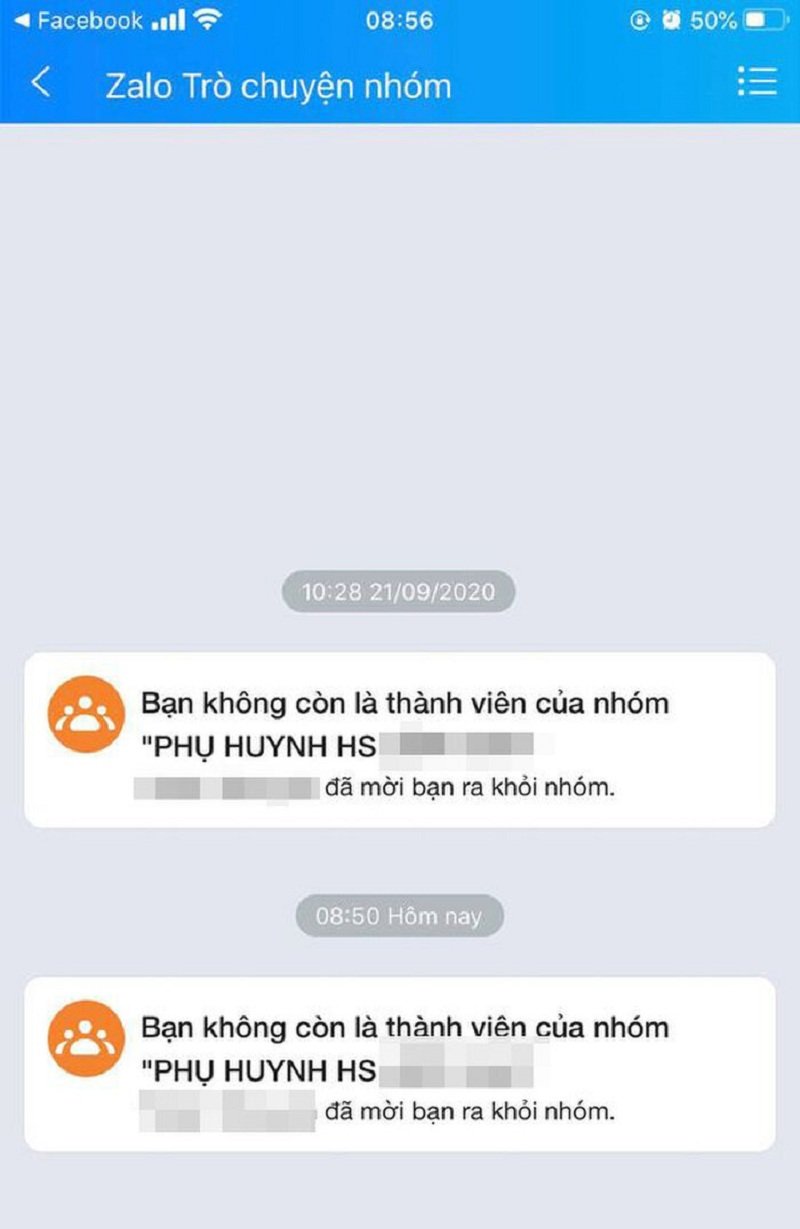 Chị T. bị kích ra khỏi nhóm giành cho phụ huynh.