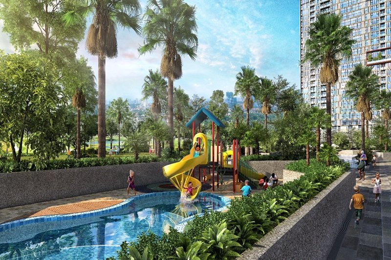 Trẻ nhỏ đắm mình trong không gian thiên nhiên trong lành của Anland Lakeview.