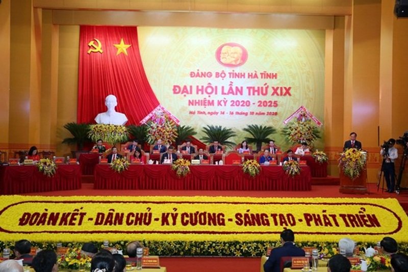 Đại hội Đảng bộ tỉnh Hà Tĩnh lần thứ 19. (Ảnh: Thu Hoài).