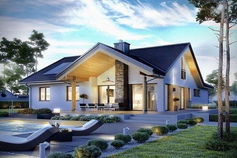 5. Các mẫu nhà cấp 4 hiện đại cũng thường được đổ mái bằng sau đó lợp ngói hoặc tôn phía trên...