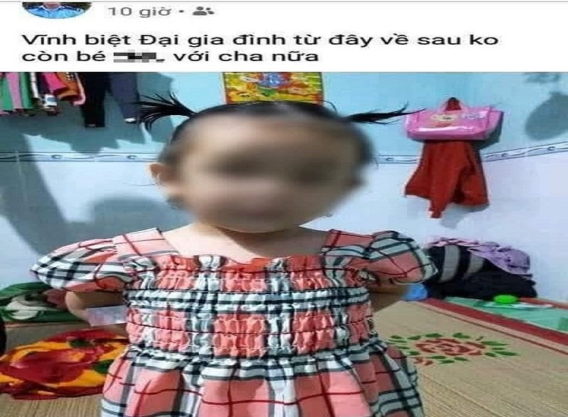 Facebook H.T được cho là của người cha cũng đã đăng tải hình ảnh chụp cô con gái kèm theo dòng chia sẻ, 