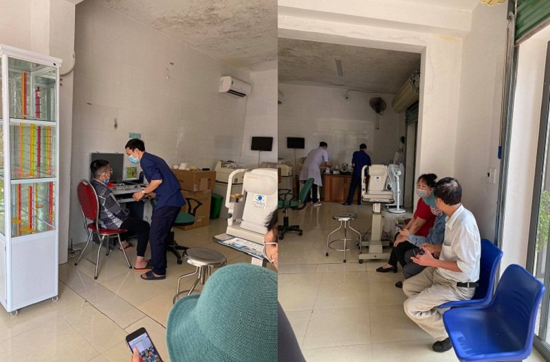 Hình ảnh người đàn ông đo mắt 'chui' cho người dân dù chưa được phép ngày 11/3.