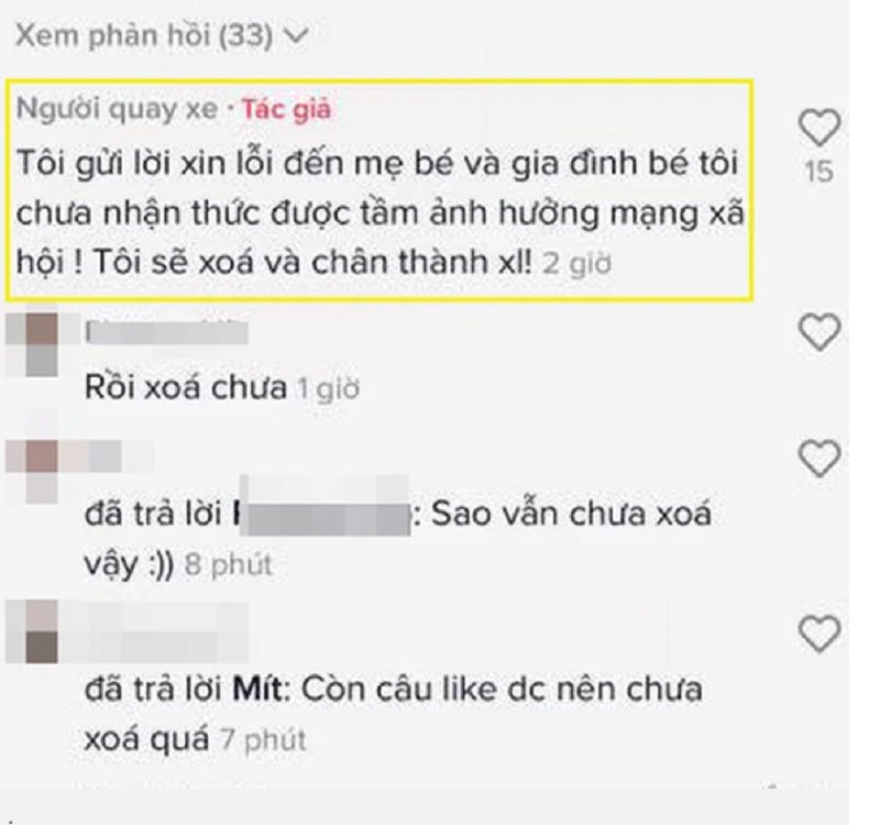 Nam tài xế nhanh chóng xin lỗi gia đình vị khách vì việc dàn dựng clip. (Ảnh chụp màn hình).