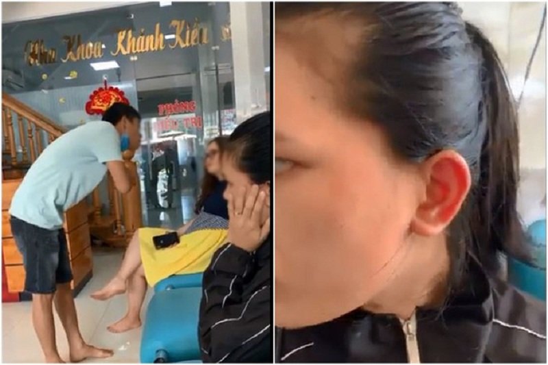 Nữ khách hàng bị tát đỏ má. (Ảnh: Cắt từ clip).