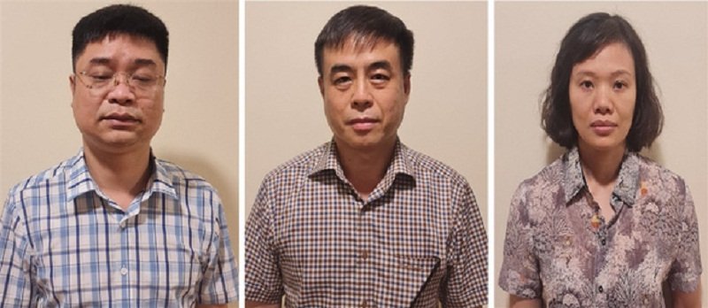 Các bị can (từ trái qua): Lê Việt Phương, Phạm Ngọc Hải, Thành Thị Đông Phương. (Ảnh: CACC).
