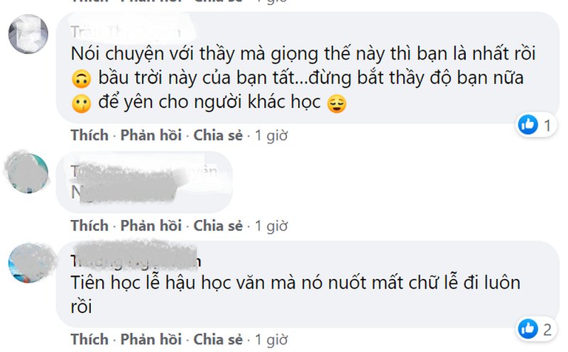 Một số bình luận trong hội nhóm của sinh viên Cao đẳng FPT Polytechnic.
