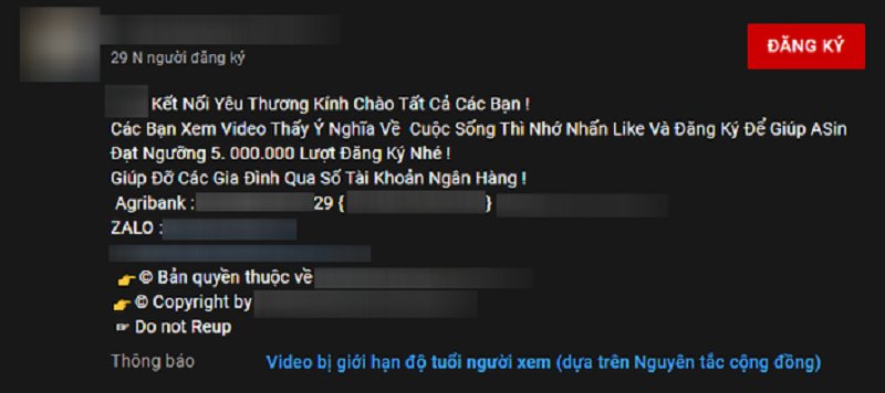 Youtuber này đã kêu gọi quyên góp từ thiện qua tài khoản cá nhân.
