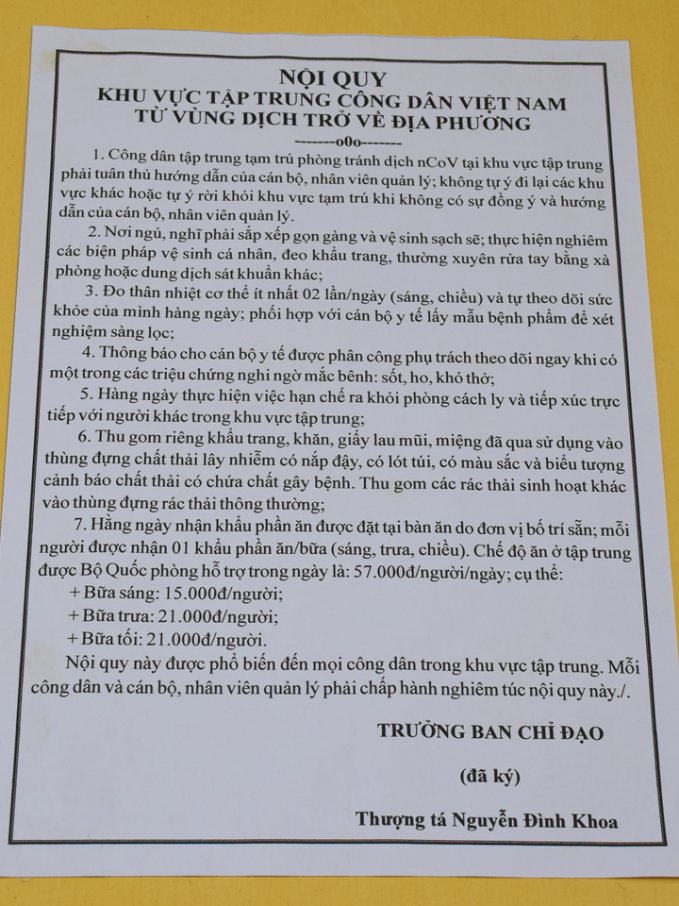 Các điều kiện về nơi ở, ăn và sinh hoạt đã hoàn tất.