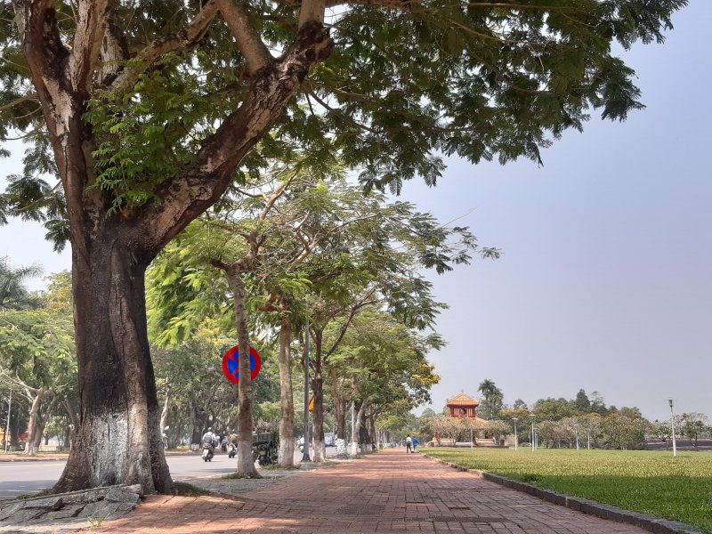 Trên các con đường ở Huế vắng bóng khách du lịch.