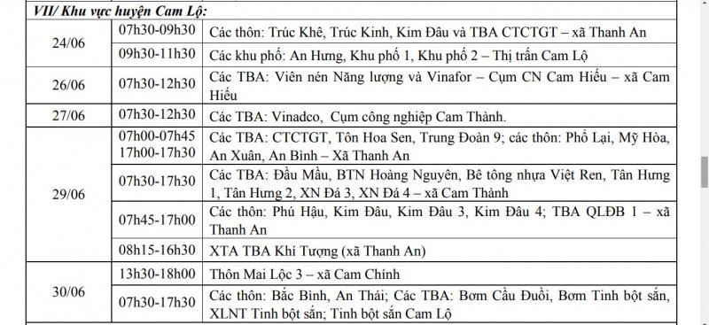 Khu vực huyện Cam Lộ.