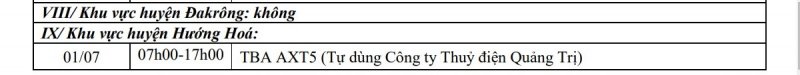 Khu vực huyện Đakrông, khu vực huyện Hướng Hóa.