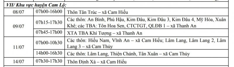 Khu vực huyện Cam Lộ.