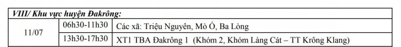 Khu vực huyện Đakrông