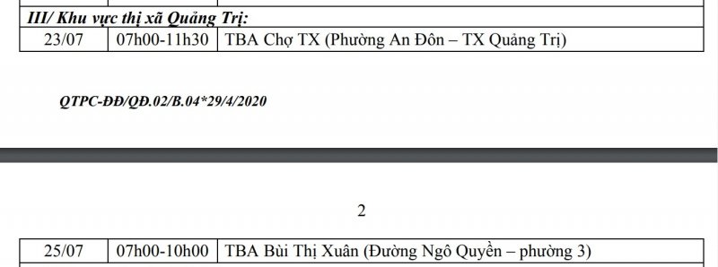 Khu vực thị xã Quảng Trị.