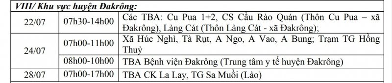 Khu vực huyện Đakrông.