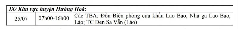 Khu vực huyện Hướng Hóa.