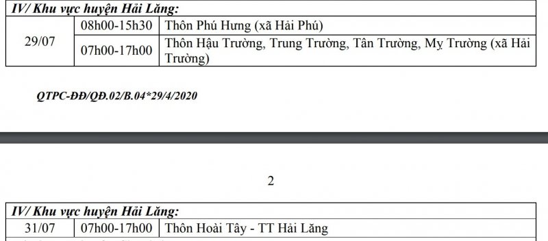 Khu vực huyện Hải Lăng.