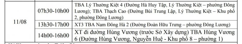 Khu vực TP Đông Hà.