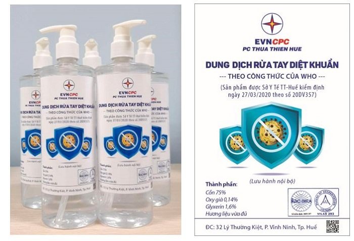 Dung dịch rửa tay diệt khuẩn.