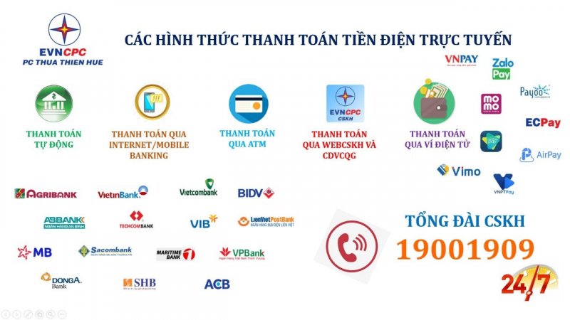 Các hình thức thanh toán tiền điện trực tuyến.