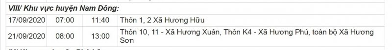 Khu vực huyện Nam Đông.