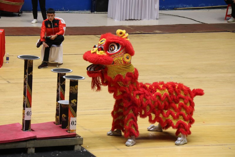 Chú lân chuẩn bị lên Mai hoa thung.