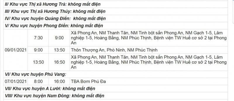 7 khu vực khác.