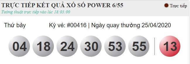 XS Vietlott hôm nay - Kết quả xổ số Vietlott 6/55 hôm nay thứ 7 ngày 25/4/2020