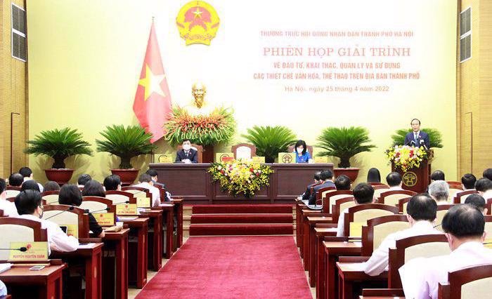  Thường trực HĐND TP Hà Nội tổ chức ''Phiên họp giải trình về việc đầu tư, khai thác, quản lý và sử dụng các thiết chế văn hóa, thể thao trên địa bàn TP Hà Nội'' (tháng 4/2022)