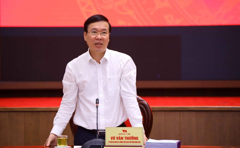  Thường trực Ban Bí thư Võ Văn Thưởng phát biểu kết luận buổi làm việc.