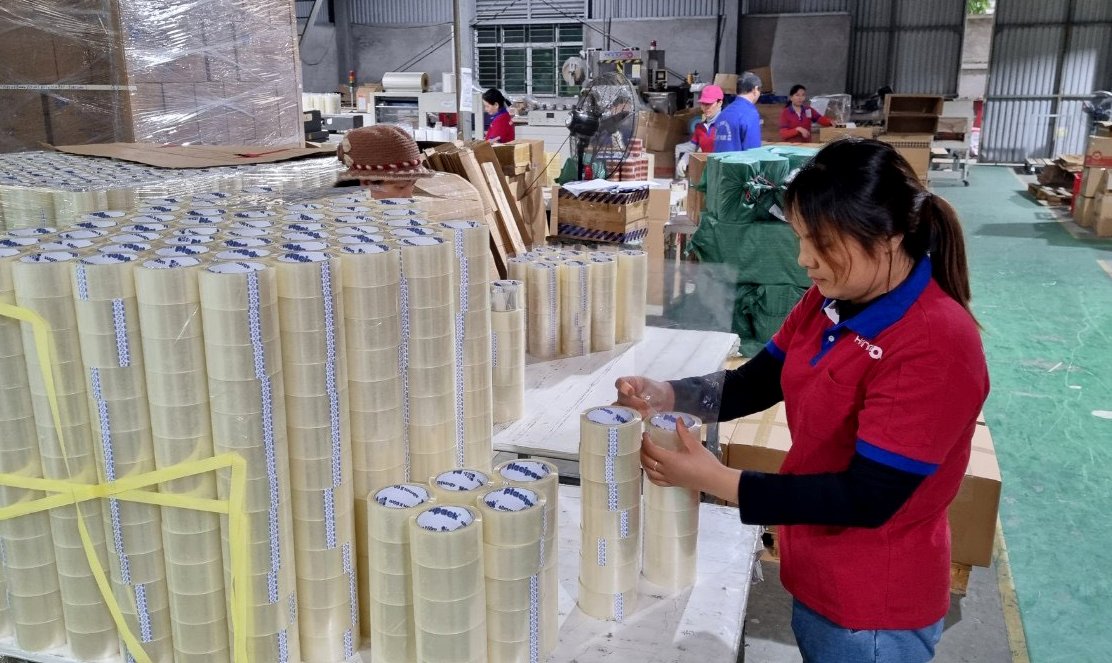 Đóng gói sản phẩm tại Công ty TNHH Hanopro Việt Nam (Khu công nghiệp Hapro, huyện Gia Lâm). 