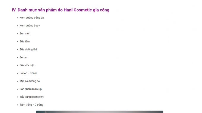 Quảng cáo các sản phẩm của Hani.