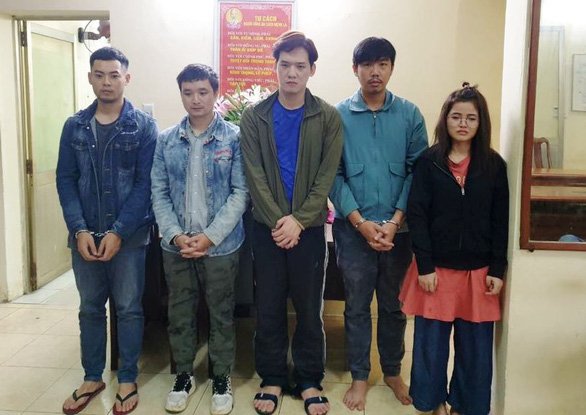 Các nghi phạm trong đường dây vay app bị bắt.