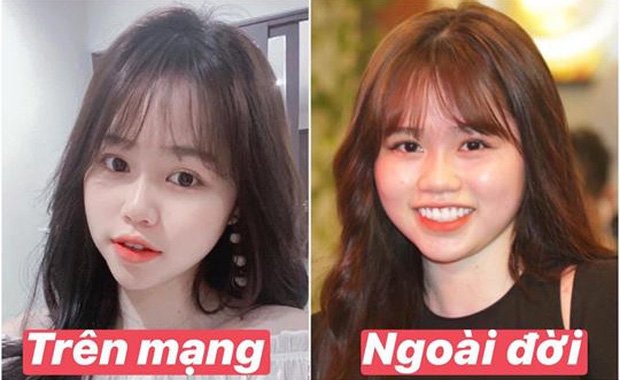 Ngay lập tức, cư dân mạng nhận ra điểm khác lạ khi Huỳnh Anh trên mạng và ngoài đời. Điểm chung lớn nhất là qua các app chụp ảnh của điện thoại và qua ống kính phóng viên, Huỳnh Anh vẫn giữ được vẻ xinh xắn nhờ lối make-up nhẹ nhàng, nụ cười rạng rỡ.