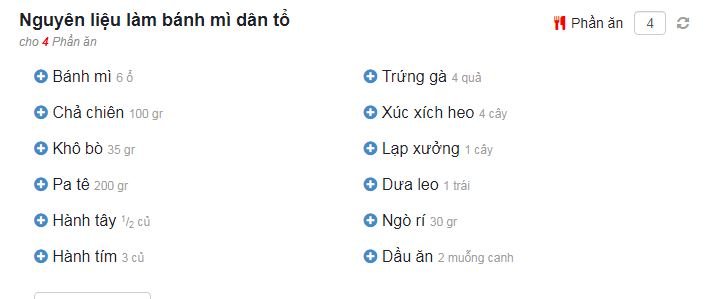 Nguyên liệu để làm bánh mì dân tổ.